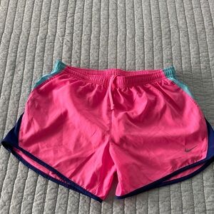 Nike Women's Vibrant Pink and Navy Athletic Shorts